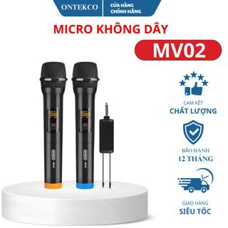Bộ 2 micro karaoke chính hãng ONTEKCO MV02 / E6 bảo hành 12 tháng - Chuyên hát karaoke