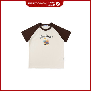 Áo Thun DirtyCoins Puppies Raglan Women T-shirt - Cream/Brown