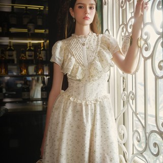 DARLING.ISM - Đầm hoa dáng dài cổ xếp li Melody Dress vải voan