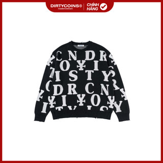 Áo Khoác DirtyCoins Letters Monogram Knit Sweater - Black