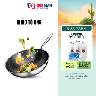 Chảo Chống Dính Sâu Lòng Vân Đá Tổ Ong Dùng Cho Mọi Loại Bếp Chất Liệu Inox 3 Lớp Tiện Dụng, Cao Cấp