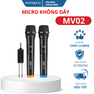 Micro karaoke không dây ONTEKCO MV02/E6 chống nhiễu, hạn chế hú rít chuyên dụng cho amply, loa kéo
