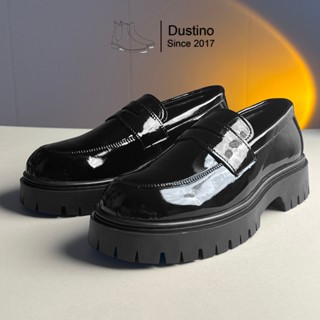  Giày Lười Nam Chunky Loafer Da Bóng Màu Đen Giày Loafer Nam Màu Đen Bóng 