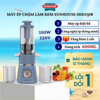 Máy Ép Chậm Làm Kem SUNHOUSE SHD5518 Công Suất 150W Công Nghệ Lưới Lọc PUREMAX Ép Kiệt Bã