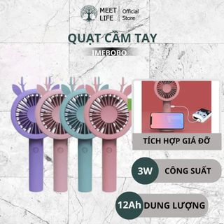[Tặng kèm 3 Tai] Quạt Mini Cầm Tay Quạt Tích Điện Để Bàn Nhỏ Gọn IMEBOBO Siêu Mát BH 3 Tháng