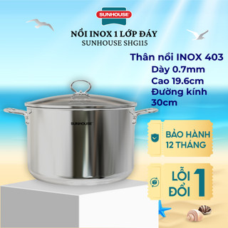 Nồi inox 1 lớp đáy Sunhouse SHG115-CHÍNH HÃNG