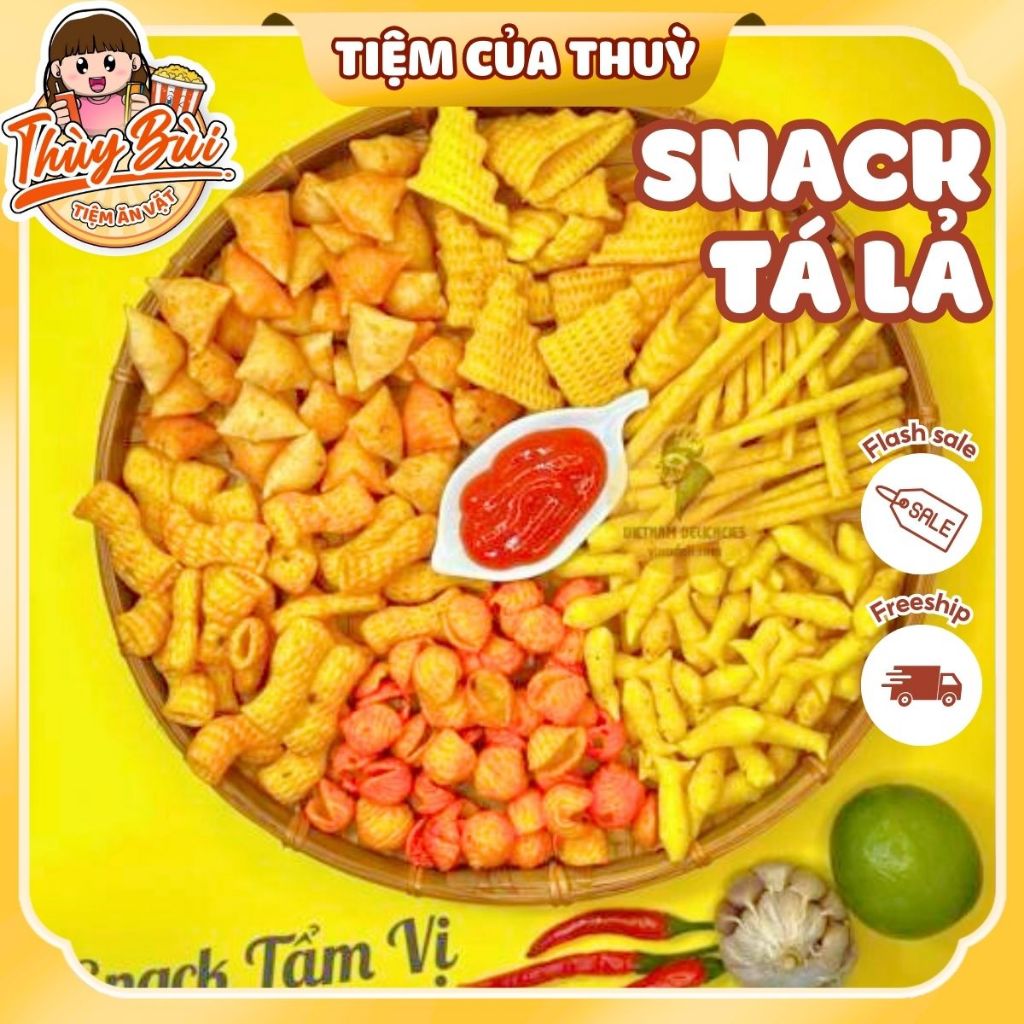 500G Snack Tá Lả Mix Vị Siêu Ngon Siêu Giòn Đồ Ắn Vặt Bim Bim Tá Lả HOT, Tiệm ăn vặt Thuỳ Bùi