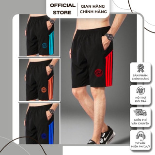 Quần Short Nam Ba Sọc Viền Bigsize Lưng Thun Co Giãn, Quần Đùi Nam Thể Thao Tập GYM Mạc Nhà Chất Dù Gió Siêu Nhẹ