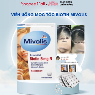 Viên uống mọc tóc biotin mivolis 60 viên Đức cho tóc móng khỏe, giảm rụng tóc, kích mọc tóc nhanh