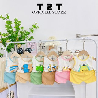 Combo bộ quần áo ba lỗ T2T chất tăm lạnh cho bé trai và bé gái 4-22kg - BLT-05.1