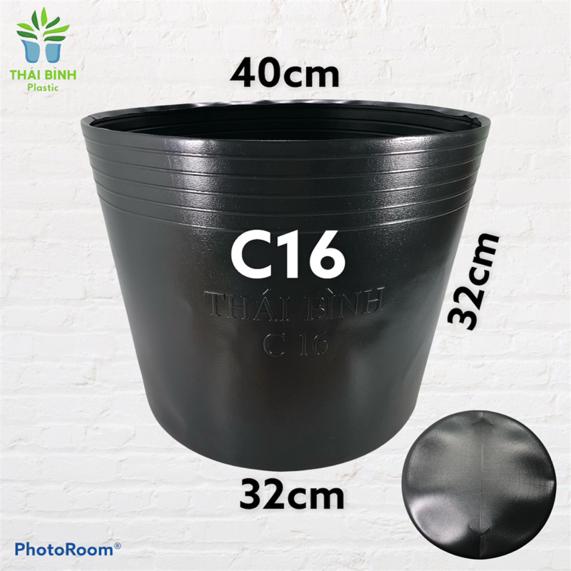 [10 Cái] Chậu Nhựa Đen C16 Bít Lỗ (Trồng sen, Nuôi cá..)