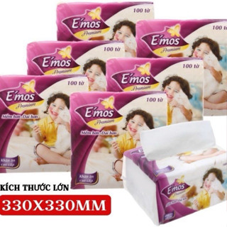 [ Gói 50-60 Tờ ] Combo 30 Gói Khăn Giấy Emos 330x330mm Dai Mịn Êm Hoa Văn Giấy Rất Nét Hàng Loại 1 Êm Rẻ