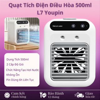 Quạt Điều Hoà Mini Xiaomi Youpin L7 500ml 2 Tốc Độ Gió,Chế Độ Phun Hơi Nước Ướt Làm Mát,Không Ồn,Pin Dùng 6 Tiếng