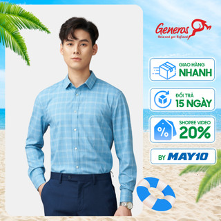 Áo sơ mi nam GENEROS 010123104MF form Slimfit ôm vừa trẻ trung Áo sơ mi công sở kẻ caro dài tay