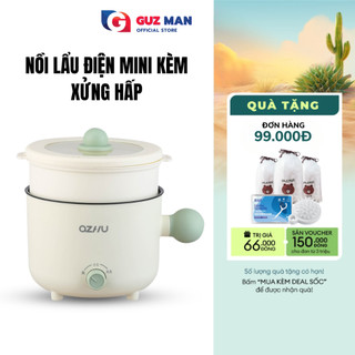 Nồi lẩu điện đa năng mini kèm khay hấp chống dính dung tích 1,8L công suất 600W dùng an lẩu, nấu nướng METIS
