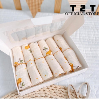 Khăn sữa set 5 cái T2T vải xô musilin cao cấp, mềm mại, thấm hút tốt Cho Bé