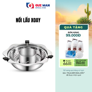 Nồi Lẩu Đa Năng  METIS 2 Ngăn Inox  Xoay 2 Tầng Hàn Quốc, Nồi Dùng Được  Cho Bếp Từ Size 32cm
