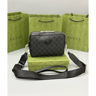 Túi chéo gg nam hoạ tiết vân mix tag logo - bag gg đeo chéo cầm tay ful box