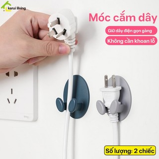 Phụ kiện trang trú dán giá treo ổ cắm điện PICKUP, 2 móc bảo quản treo tường tự dính, combo 2 giá