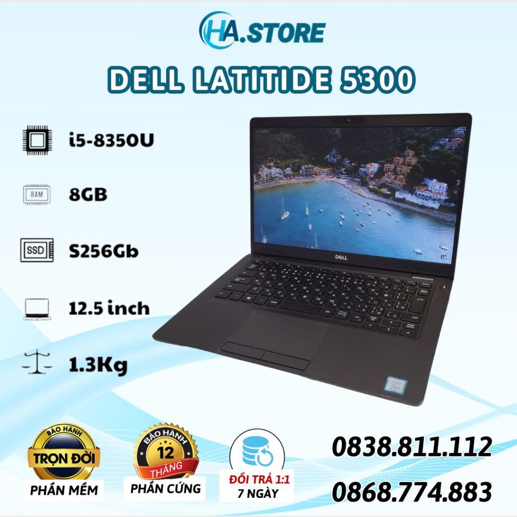 Laptop Xách Tay Dell Latitude 5300 i5 8265U vPro/ 8GB/ 256GB SSD/ 13.3" FHD/ Win 10Pro/ Pin3-5h MT3