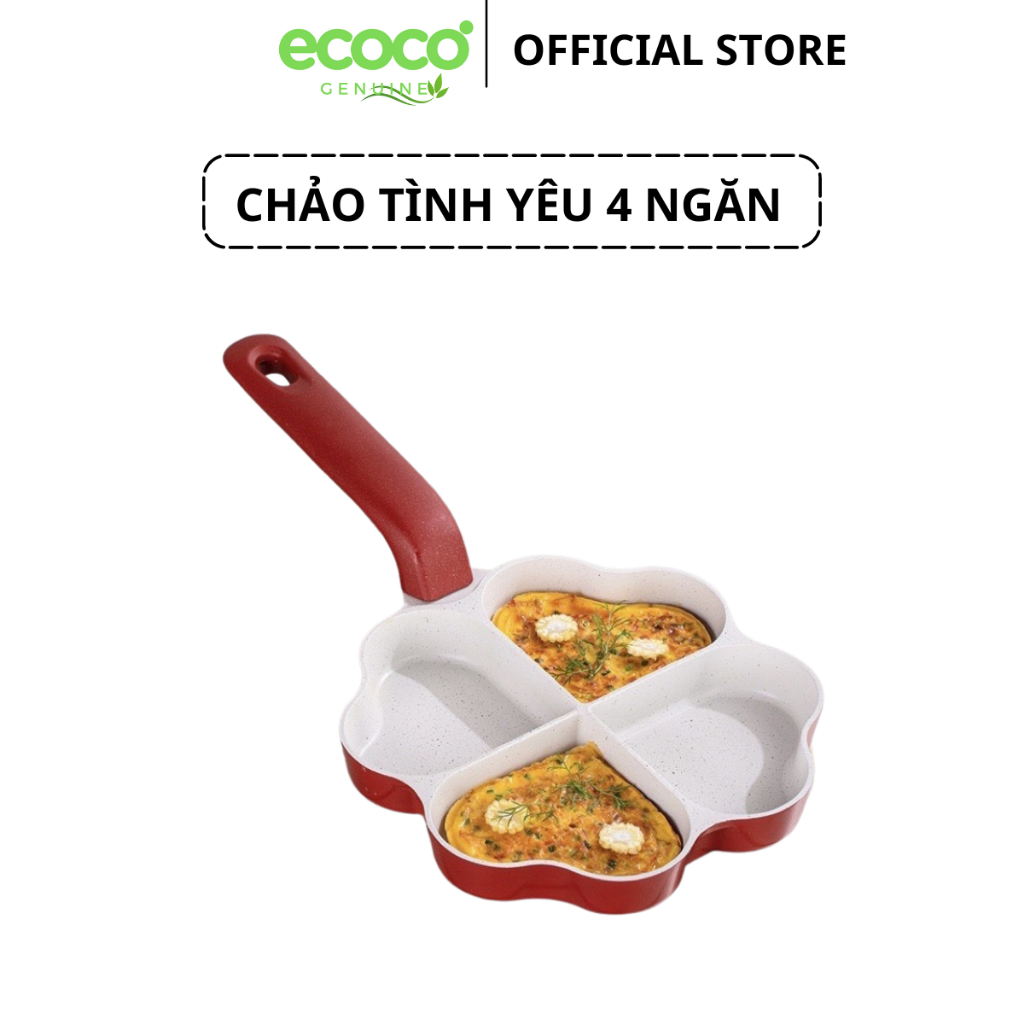 Chảo Đá Tình Yêu Chống Dính TVQ Chia 4 Ô Hình Trái Tim Làm Bánh, Làm Đồ Ăn Sáng Đa Năng Tiện Lợi