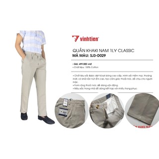 Quần kaki 1 Ly Trung Niên Vĩnh Tiến Cotton Cao Cấp 499 - Nhiều Màu
