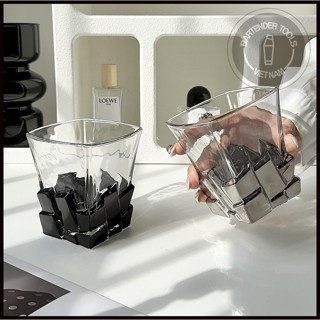 Ly rock thủy tinh uống whisky khảm thiếc 300ml (BG105)