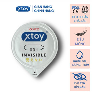 Lẻ Bao cao su XTOY INVISIBLE siêu mỏng, kéo dài thời gian, nhiều gel bôi trơn, nhiều mùi hương