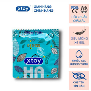 Lẻ Bao cao su XTOY HA Ultra thin, siêu mỏng, siêu nhiều bôi trơn 2000mg gốc nước, hương vani, hộp 36 bcs