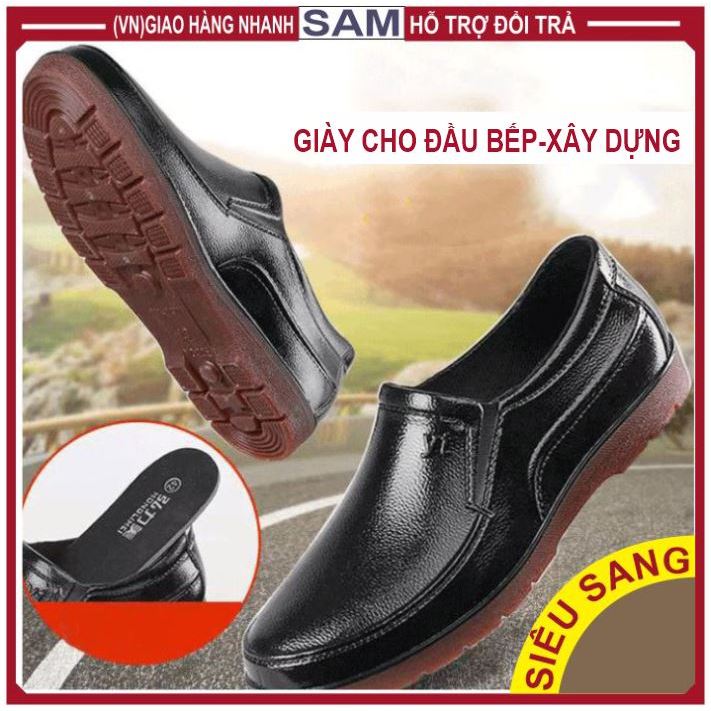 GIÀY CAO SU ĐI MƯA GIẢ VÂN DA (XÂY DỰNG,LÀM VƯỜN,ĐẦU BẾP, BẢO VỆ,CÂU CÁ..) BÓNG MỊN SANG TRỌNG CHỐNG TRƠN,CHỐNG MÒN