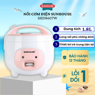 Nồi cơm điện 1.8l 1.2l sunhouse shd8607w công suất 700w nấu nhanh chín đều chính hãng