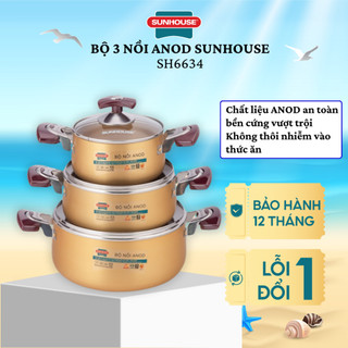 Bộ 3 nồi Anod Sunhouse SH6634-CHÍNH HÃNG