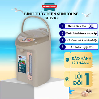 BÌNH THỦY ĐIỆN 3.0L SUNHOUSE SH1530 - Hàng chính hãng bảo hành 12 tháng