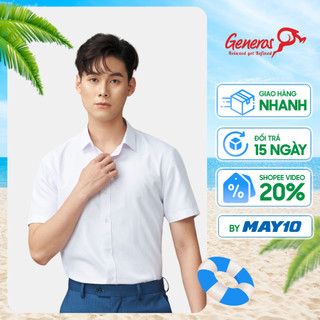 Áo sơ mi nam cộc tay GENEROS AH316 áo sơ mi Slimfit công sở lịch lãm đứng form