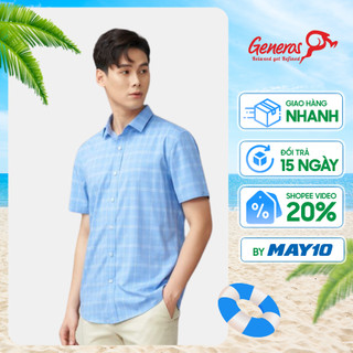 Áo sơ mi nam GENEROS AK366 áo sơ mi cộc tay công sở đứng form lịch lãm