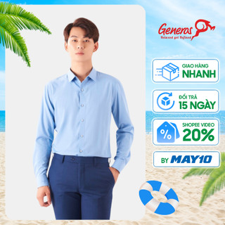 Áo sơ mi nam GENEROS VC013 áo sơ mi công sở ít nhăn siêu bền lịch lãm đứng form