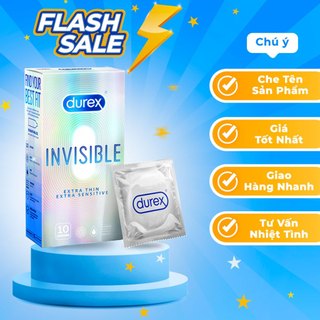 Bao cao su Durex Invisible siêu mỏng, size 52mm, hộp 10 bao