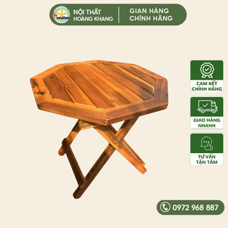 Bàn gỗ bát giác tròn xếp gọn, bàn cafe, bàn dã ngoại gỗ tràm loại 1