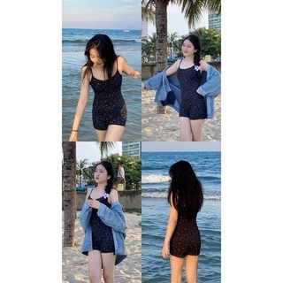 Bộ bodysuits hoa nhí kèm mút ngực có đệm mút đi biển tăm lạnh co dãn Maylily Store