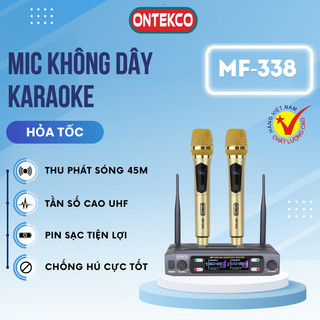 Micro không dây ONTEKCO MF338 đầu thu cao cấp đa năng dùng cho mọi loại loa kéo, amply, sóng tần UHF