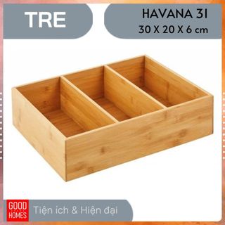 Khay chia ngăn gỗ tre đựng đồ đa năng