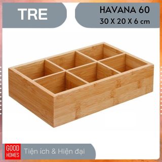Khay chia ngăn gỗ tre đựng đồ đa năng
