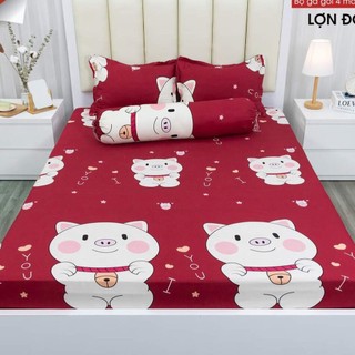 Bộ ga gối 1m4x2m,drap giường poly,ga trải giường kèm 2 vỏ gối nằm,mẫu vịt hồng