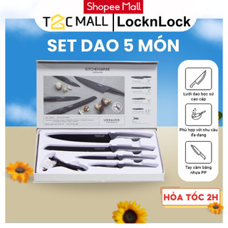 Bộ dao nhà bếp locknlock 5 món cookplus kèm hộp đựng dao sang trọng ckk101s5blk - t2c mall