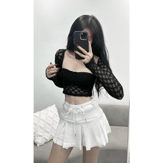 Sét Áo Kiểu Ren Tay Dài Cổ Vuông Croptop Xinh Xắn Shop Tiến Linh