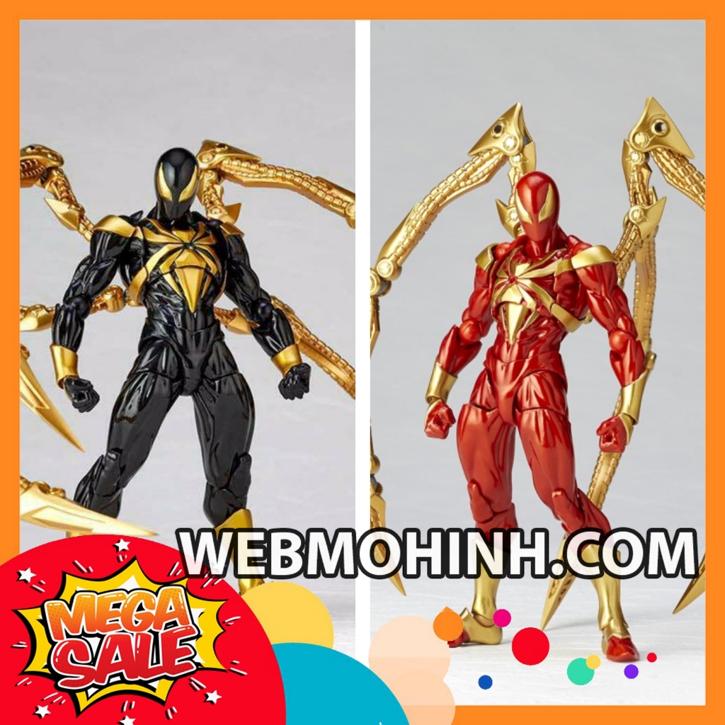 🌟GIÁ HỦY DIỆT🌟 Mô Hình Người Nhện Iron Spider Man Nhện Sắt Đỏ Đen Revoltech 023 Full Khớp Cử Động