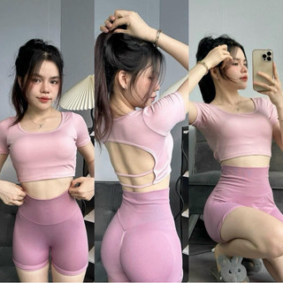 Áo cộc tay tập Gym,yoga,aerobics hở lưng