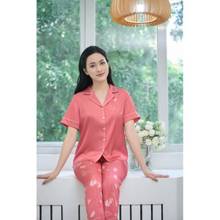 Bộ mặc nhà winny 24113 áo cộc tay quần dài chất lụa