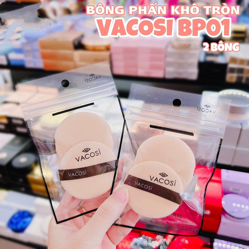 Sét 2 Bông phấn khô tròn nhỏ Vacosi – BP01