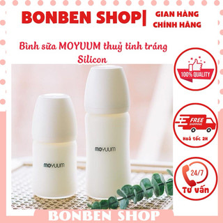 Bình sữa Moyuum thuỷ tinh tráng silicon - Bình Moyuum Silicon chính hãng